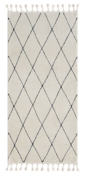 Teppich Moroccan Sketch, 100 cm x 200 cm, Farbe weiß, rechteckig, Florhöhe 19mm