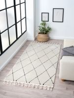 Teppich Moroccan Sketch, 100 cm x 200 cm, Farbe weiß, rechteckig, Florhöhe 19mm