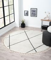 Teppich Moroccan Calm, 190 cm x 190 cm, Farbe weiß, rund, Florhöhe 19mm