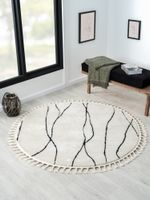 Teppich Moroccan Refresh, 140 cm x 140 cm, Farbe weiß, rund, Florhöhe 19mm