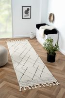 Teppich Moroccan Comfort, 80 cm x 250 cm, Farbe weiß, rechteckig, Florhöhe 19mm