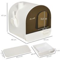Katzentoilette Katzenklo mit Haube und Deckel Katzenstreu Matte Weiß