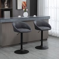 2er-Set Barstuhl, Barhocker mit Kunstleder-Optik für Esszimmer Grau