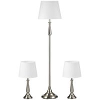 Lampenset inkl. 2 Tischleuchte, 1 Stehlampe im Vintage-Design Creme