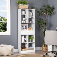 Bücherregal Standregal mit 9 Regalen 1 Schublade inkl. Anti-Kippsicherung