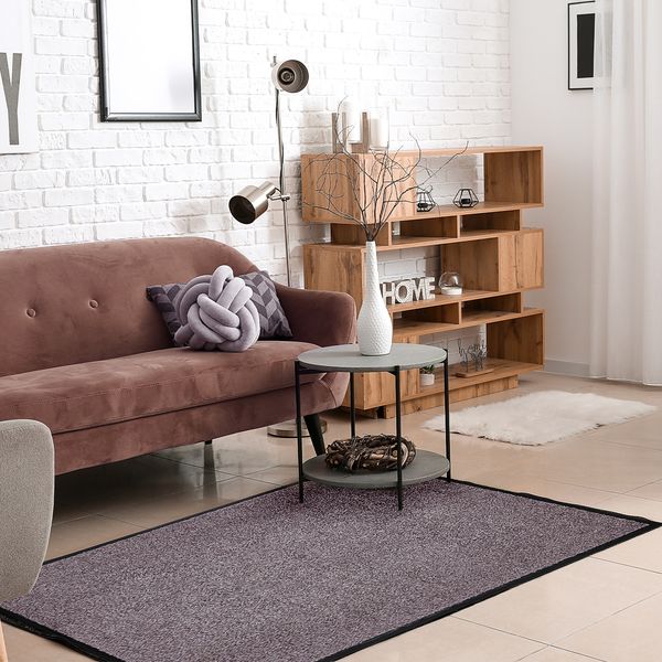 Fußmatte waschbar Gummiumrandung rutschfest Taupe 150 x 90 x 0,7 cm