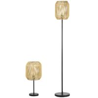 2er-Stehlampenset mit Tischleuchte, 1 Stehlampe, für Schlafzimmer, Natur
