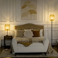 2er-Stehlampenset mit Tischleuchte, 1 Stehlampe, für Schlafzimmer, Natur