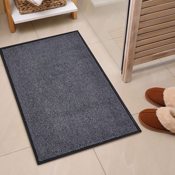 Fußmatte waschbar Gummiumrandung rutschfest Anthrazit 90 x 60 x 0,7 cm