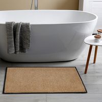 Fußmatte waschbar Gummiumrandung rutschfest Beige 90 x 60 x 0,7 cm
