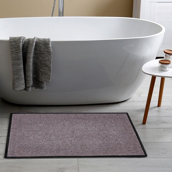 Fußmatte waschbar Gummiumrandung rutschfest Taupe 90 x 60 x 0,7 cm