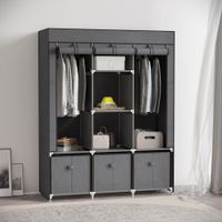 Stoffschrank, Faltschrank mit Reißverschluss, Kleiderschrank, Dunkelgrau