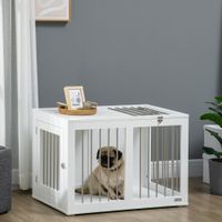 Hundekäfig, Haustierkäfig, Hundehütte, Hundebox mit Tischplatte, Weiß