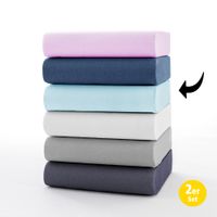 Premium Jersey Spannbetttuch - ca. 140 - 160 x 200 cm, Hellblau, 2er-Set