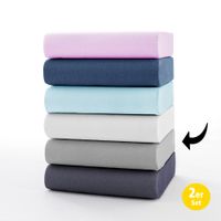 Premium Jersey Spannbetttuch - ca. 180 - 200 x 200 cm, Silber, 2er-Set