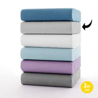 Jersey Spannbetttuch - ca. 90 x 190 - 100 x 200 cm, 2er-Set, Silber