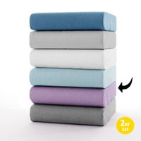 Jersey Spannbetttuch, ca. 180 - 200 x 200 cm, 2er-Set, Flieder