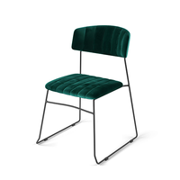 Mundo Stapelstuhl Grün, Velours gepolstert, feuerhemmend, 54x55x79cm (BxTxH), 53003