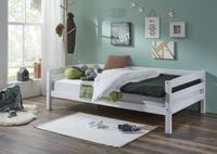 Einzelbett Nora in Buche massiv, weiß lackiert, Liegefläche 90x200 cm, ohne Lattenrost