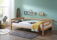 Einzelbett Nora in Buche massiv, natur lackiert, Liegefläche 90x200 cm, ohne Lattenrost