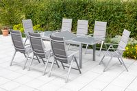 Taviano Set 9tlg. Ausziehtisch silber/diamantbraun