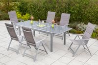 Taviano Set 7tlg. Ausziehtisch silber/diamantbraun