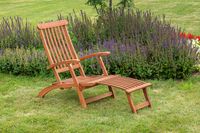 Deckchair Set 5tlg. 2 Deckchair, Auflagen, Klapphocker
