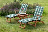 Deckchair Set 5tlg. 2 Deckchair, Auflagen, Klapphocker