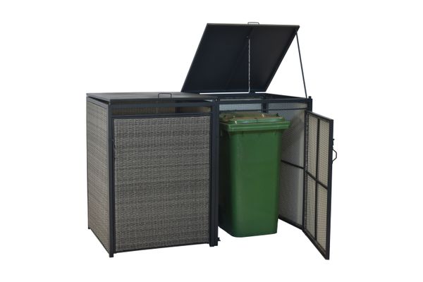Mülltonnenabdeckung Basis + Anbau klein Kunststoffgeflecht