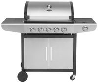 Ares Pro BBQ-Gasgrill-Set mit 5+1 Brennern, inkl. Abdeckhaube – Schwarz/Edelstahl