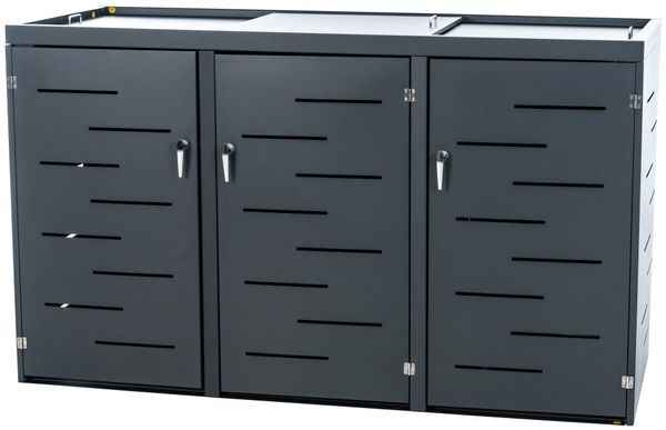 3er Mülltonnenverkleidung aus Edelstahl Mülltonnenbox Tanis, anthrazit