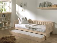 Kojen Bett Fritz mit Sprossenumrandung u. Rolllattenrost, 90x200, inkl. Bettschublade, Milky White
