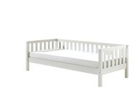 Kojen Bett Fritz mit Sprossenumrandung u. Rolllattenrost, Liegefläche 90 x 200, Ausf. Weiß lackiert