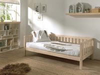 Kojen Bett Fritz mit Sprossenumrandung u. Rolllattenrost, Liegefläche 90 x 200, Ausf. Milky White lackiert