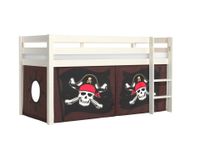 Halbhohes Bett PINO, mit Textilset "Caribian Pirate", Ausf. Kiefer massiv weiß lackiert