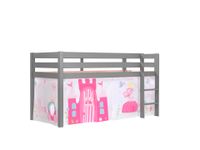 Spielbett Pino mit Textilset Vorhang "Princes", Ausf. Kiefer massiv grau lackiert