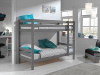 Etagen-Hochbett Pino 160 cm Höhe, Ausf. Kiefer massiv grau lackiert