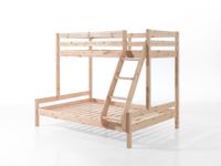 Familienbett Martin 90 x 200 und 140 x 200 cm, mit Leiter in Kiefer massiv natur