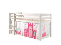Spielbett Pino mit Textilset Vorhang "Princes", Ausf. Kiefer massiv weiß lackiert
