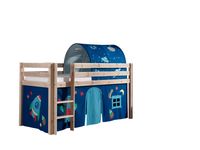 Spielbett Pino mit Textilset Vorhang und Tunnel "Astro", Ausf. Kiefer massiv natur