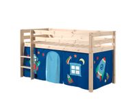 Spielbett Pino mit Textilset Vorhang "Astro", Ausf. Kiefer massiv natur
