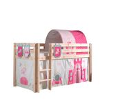 Spielbett Pino mit Textilset Vorhang, Tunnel und 3 Taschen "Princes", Ausf. Kiefer massiv natur