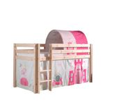 Spielbett Pino mit Textilset Vorhang und Tunnel "Princes", Ausf. Kiefer massiv natur