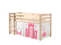Spielbett Pino mit Textilset Vorhang "Princes", Ausf. Kiefer massiv natur