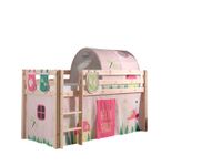 Spielbett Pino mit Textilset Vorhang, Tunnel und 3 Taschen "Spring", Ausf. Kiefer massiv natur