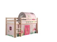 Spielbett Pino mit Textilset Vorhang und Tunnel "Spring", Ausf. Kiefer massiv natur