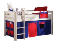 Spielbett Pino mit Textilset "Domino", Ausf. Kiefer massiv weiss lackiert