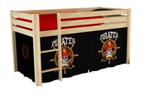 Spielbett Pino mit Textilset "Pirates", Ausf. Kiefer massiv natur lackiert