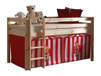Spielbett Pino mit Textilset "Zirkus", Ausf. Kiefer massiv natur lackiert