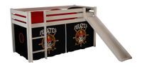 Spielbett Pino mit Rutsche und Textilset "Pirates", Ausf. Kiefer massiv weiß lackiert